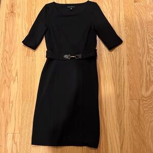 Banana Republic Black Stretch Heavy Cotton Belted Dress